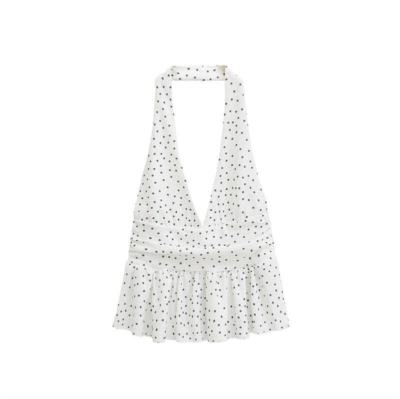 Women's Fashion Temperament Laminated Decoration Halter Top