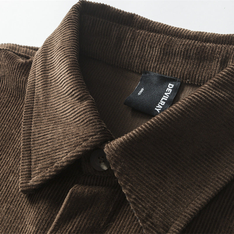 Stitching Corduroy Shirt Men's Vintage Shirt Coat