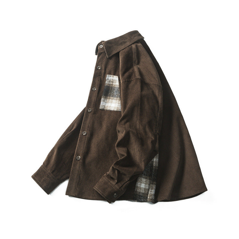 Stitching Corduroy Shirt Men's Vintage Shirt Coat